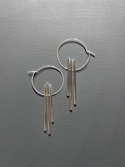 Trinity Earrings with Wire Hoop and Chime Inspired Drop