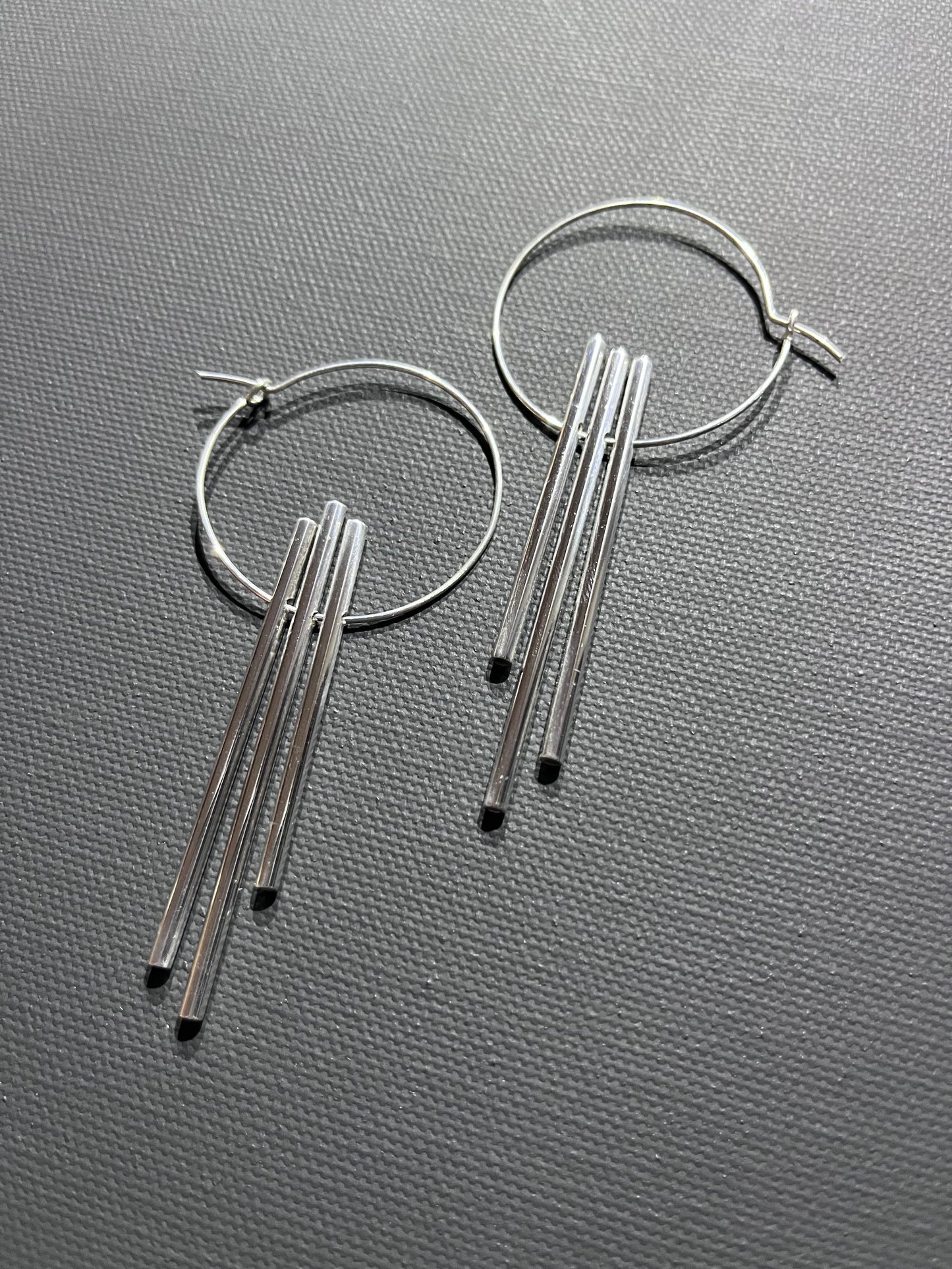 Trinity Earrings with Wire Hoop and Chime Inspired Drop